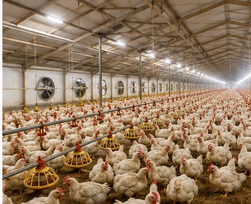 Bâtiment avicole supervisé par IOT Lynk Poultry